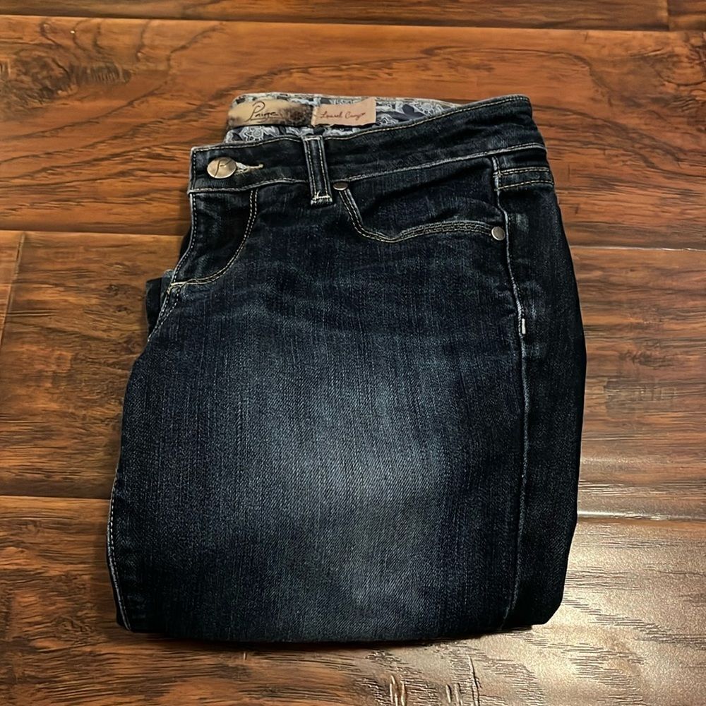 Y2K Paige Laurel Canyon Factory Distressed Blue Denim Jeans 2000’s